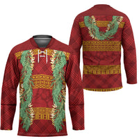 Hawai'i Paniolo Maile Twisted Lei Hockey Jersey Hilo Royal Red LT7 - Polynesian Pride