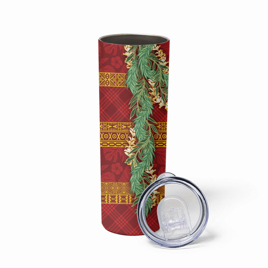 Hawai'i Paniolo Maile Twisted Lei Skinny Tumbler Hilo Royal Red LT7 - Polynesian Pride