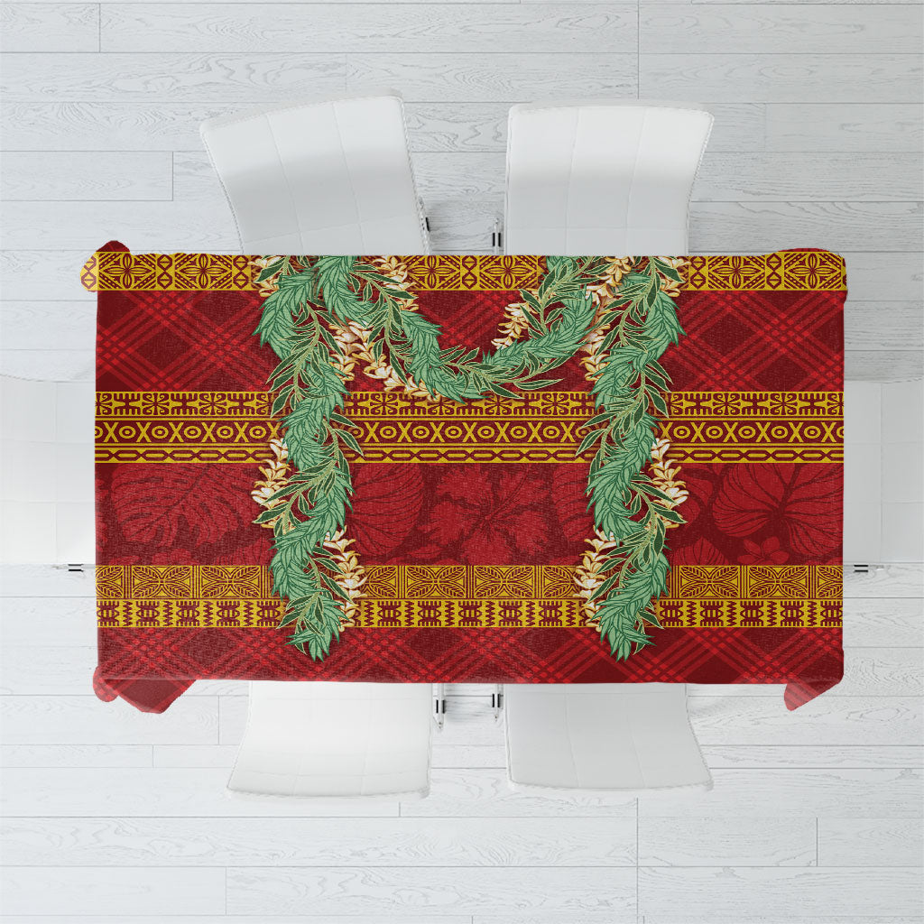 Hawai'i Paniolo Maile Twisted Lei Tablecloth Hilo Royal Red LT7 Red - Polynesian Pride