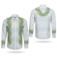 Hawai'i Paniolo Maile Twisted Lei Couples Matching Summer Maxi Dress and Long Sleeve Button Shirt Winter White LT7 - Polynesian Pride
