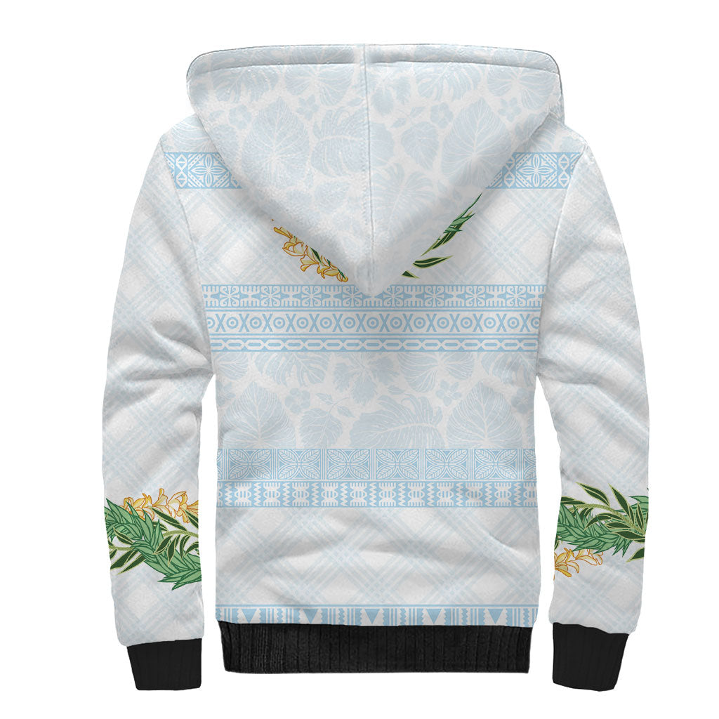 Hawai'i Paniolo Maile Twisted Lei Sherpa Hoodie Winter White LT7 - Polynesian Pride
