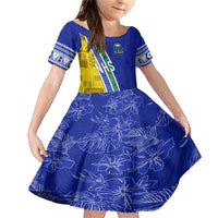 Personalised Fiji Natabua High School Family Matching Mermaid Dress and Hawaiian Shirt Kaviti Tapa Mix Colors Proud NHS LT7 Daughter's Dress Blue - Polynesian Pride