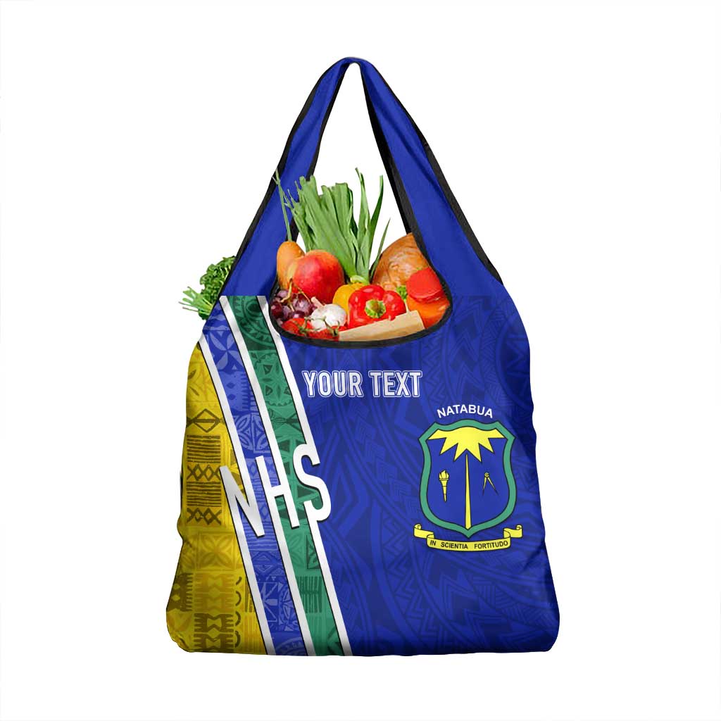 Personalised Fiji Natabua High School Grocery Bag Kaviti Tapa Mix Colors Proud NHS LT7 1-pack One Size Blue - Polynesian Pride
