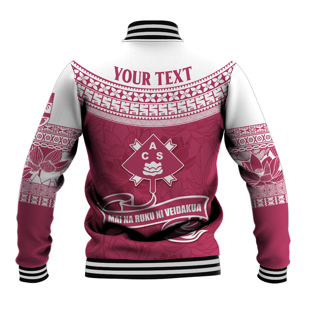 Personalised Fiji Adi Cakobau School Baseball Jacket ACS Old Girls Lotus Mix Masi LT7 - Polynesian Pride
