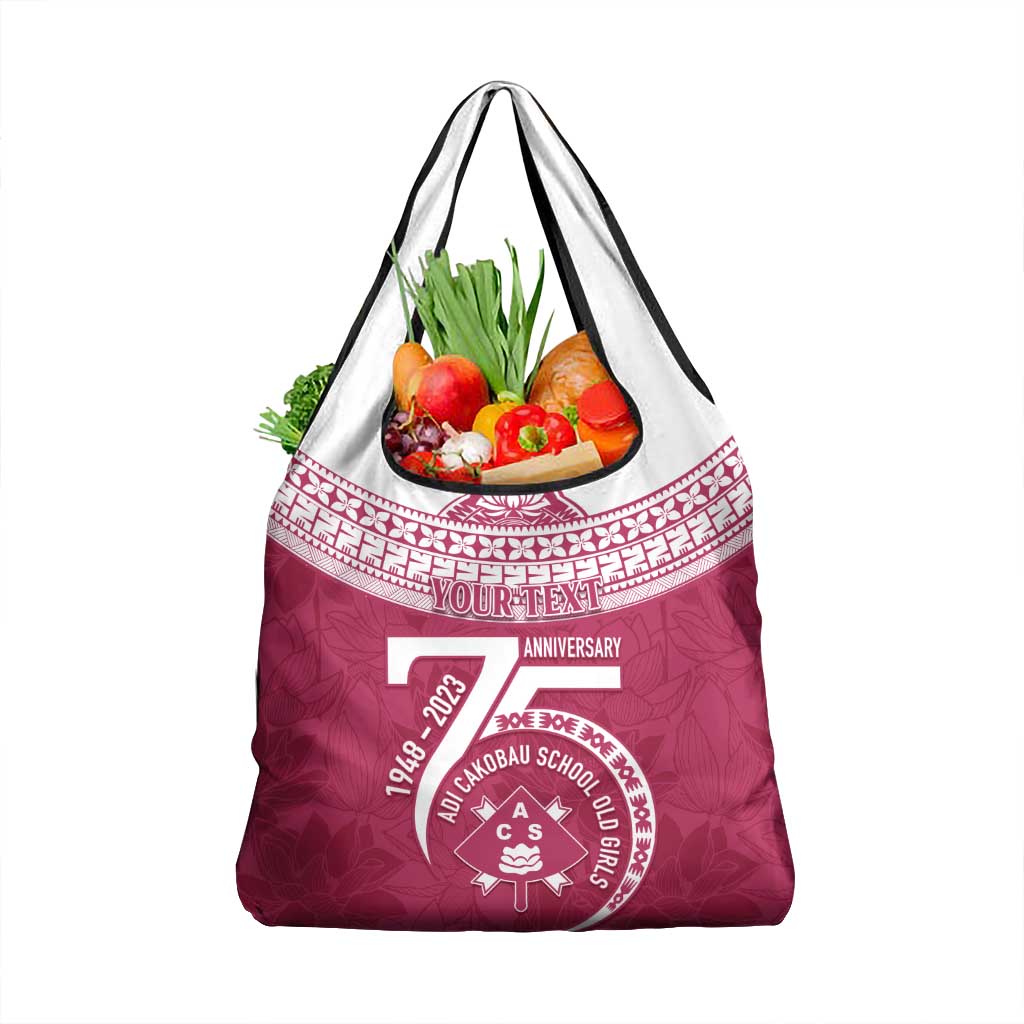 Personalised Fiji Adi Cakobau School Grocery Bag ACS Old Girls Lotus Mix Masi LT7 1-pack One Size Crimson - Polynesian Pride