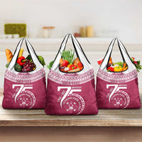 Personalised Fiji Adi Cakobau School Grocery Bag ACS Old Girls Lotus Mix Masi LT7 3-pack One Size Crimson - Polynesian Pride