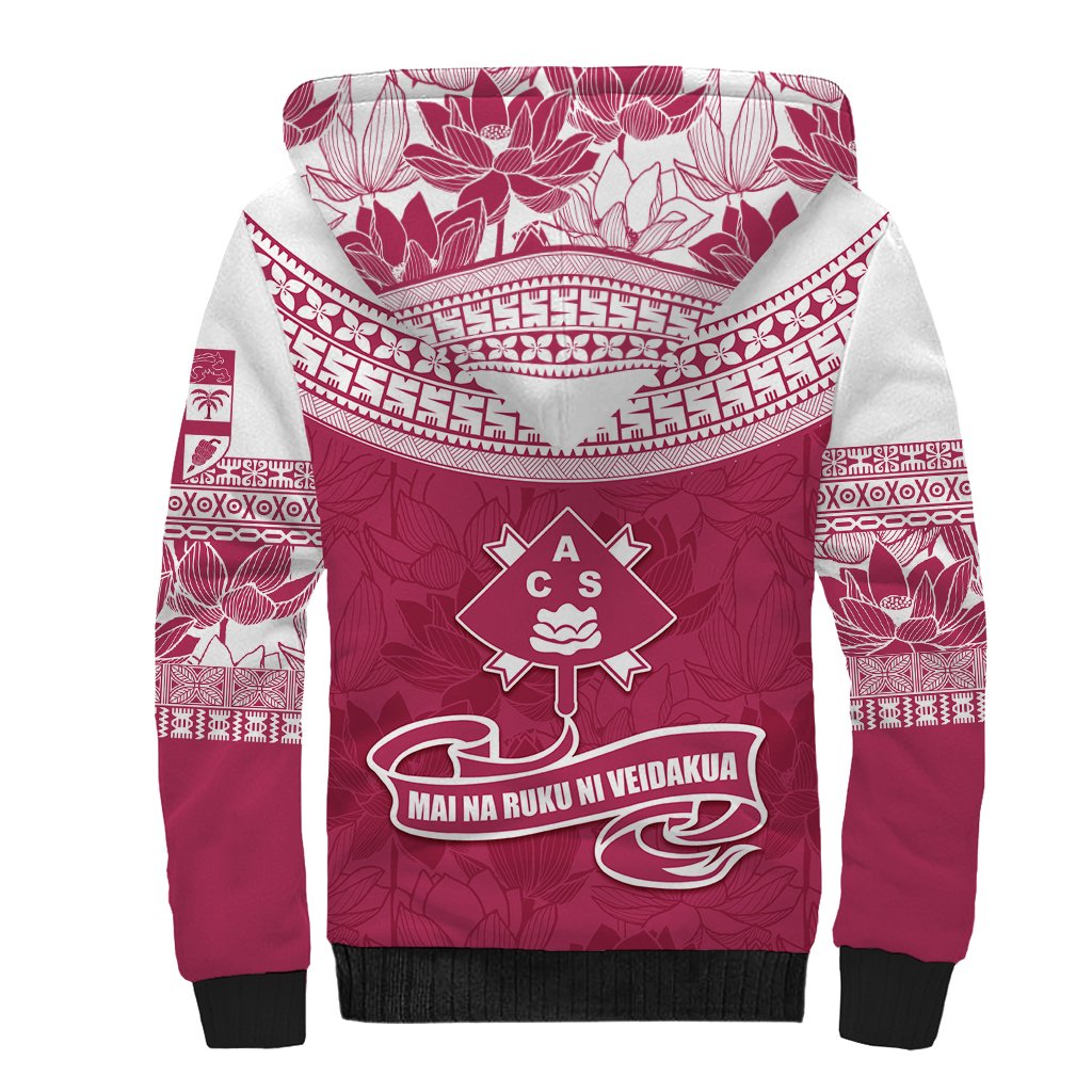 Personalised Fiji Adi Cakobau School Sherpa Hoodie ACS Old Girls Lotus Mix Masi LT7 - Polynesian Pride