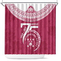 Personalised Fiji Adi Cakobau School Shower Curtain ACS Old Girls Lotus Mix Masi LT7 Crimson - Polynesian Pride