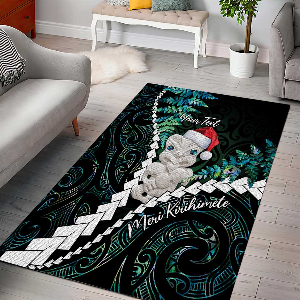 New Zealand Personalised Area Rug Meri Kirihimete Kowhaiwhai Mix Paua Shell - Emerald LT7 - Polynesian Pride
