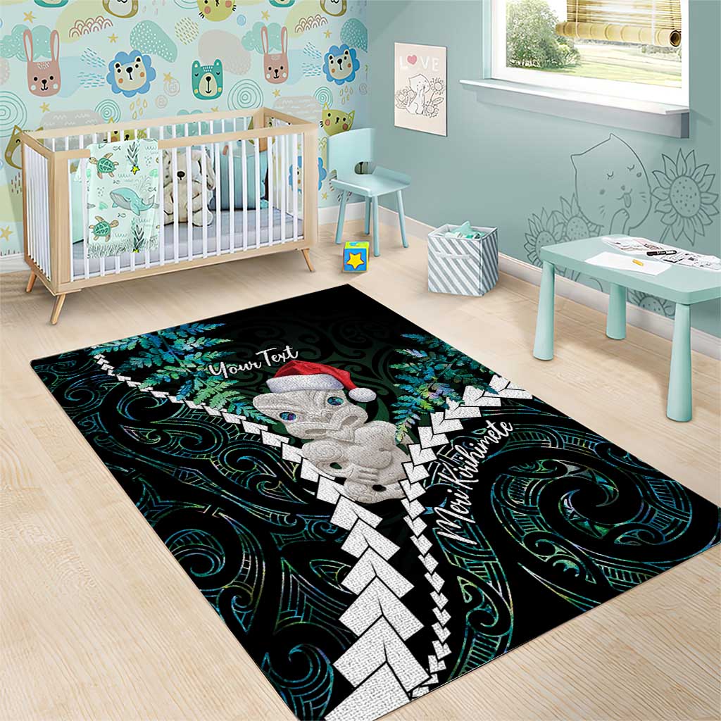 New Zealand Personalised Area Rug Meri Kirihimete Kowhaiwhai Mix Paua Shell - Emerald LT7 - Polynesian Pride