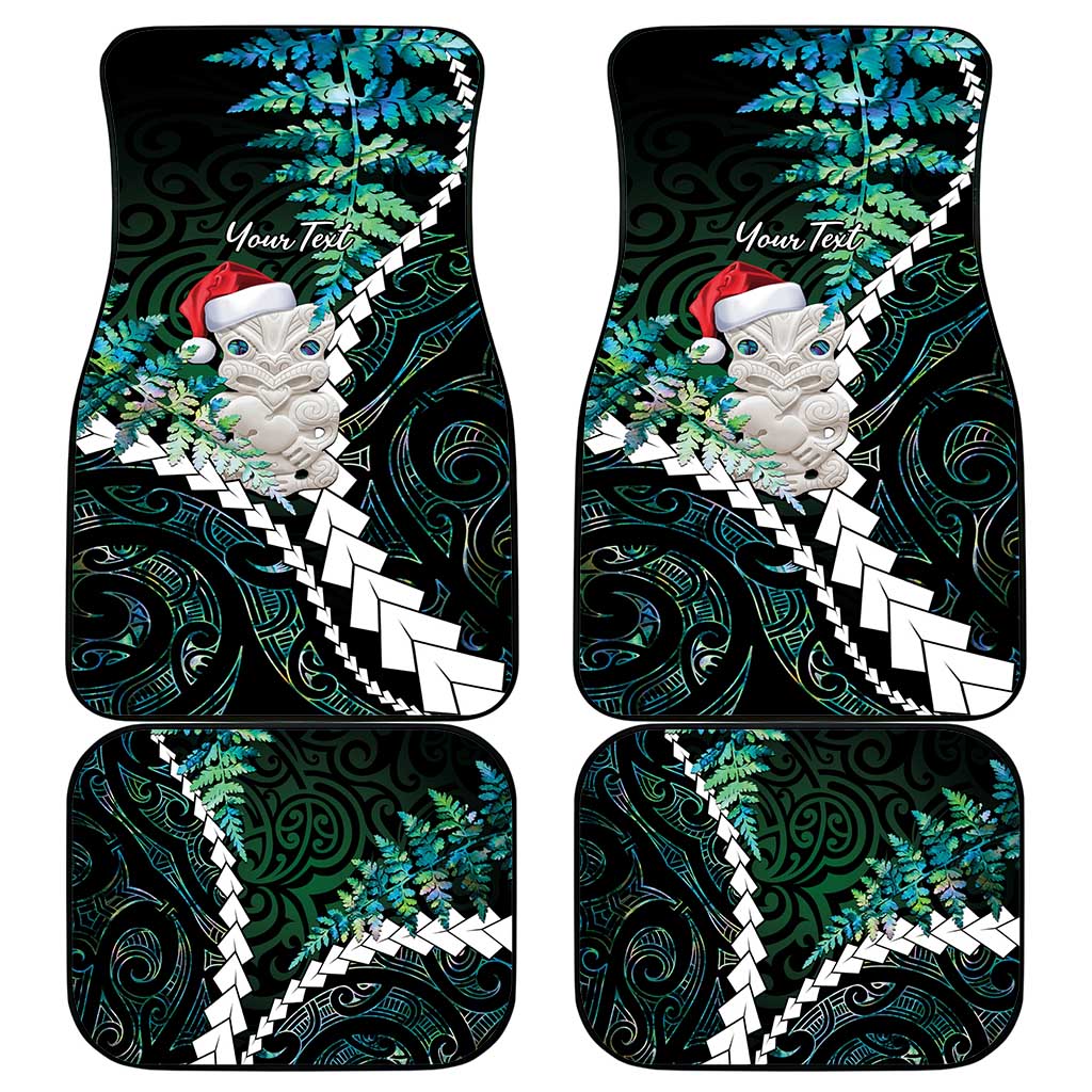 New Zealand Personalised Car Mats Meri Kirihimete Kowhaiwhai Mix Paua Shell - Emerald LT7 - Polynesian Pride