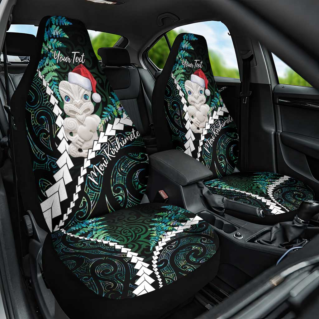 New Zealand Personalised Car Seat Cover Meri Kirihimete Kowhaiwhai Mix Paua Shell - Emerald LT7 One Size Green - Polynesian Pride