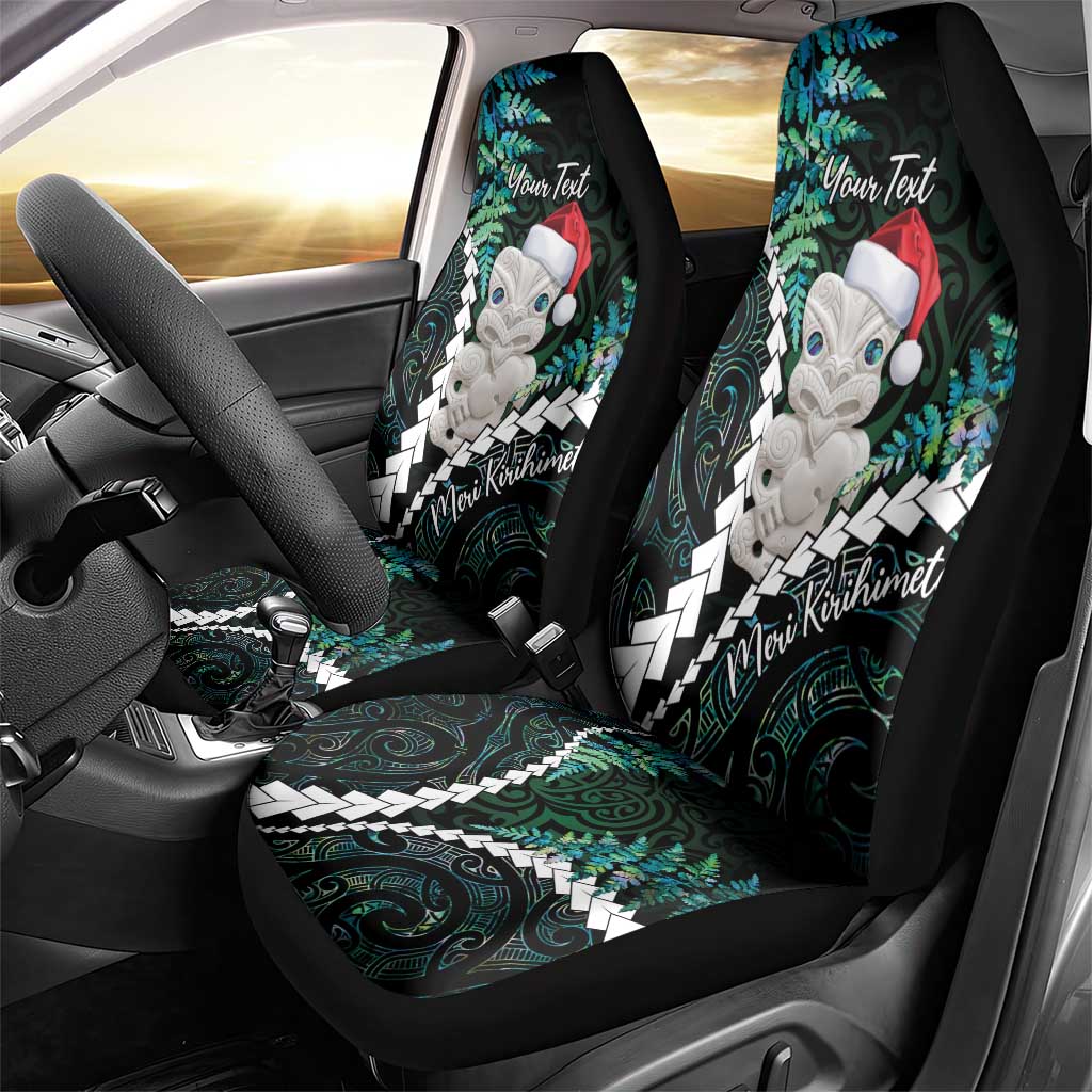 New Zealand Personalised Car Seat Cover Meri Kirihimete Kowhaiwhai Mix Paua Shell - Emerald LT7 - Polynesian Pride