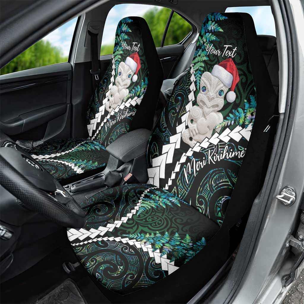 New Zealand Personalised Car Seat Cover Meri Kirihimete Kowhaiwhai Mix Paua Shell - Emerald LT7 - Polynesian Pride
