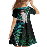 New Zealand Personalised Family Matching Summer Maxi Dress and Hawaiian Shirt Meri Kirihimete Kowhaiwhai Mix Paua Shell - Emerald LT7 - Polynesian Pride