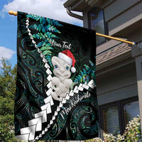 New Zealand Personalised Garden Flag Meri Kirihimete Kowhaiwhai Mix Paua Shell - Emerald LT7 - Polynesian Pride