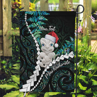 New Zealand Personalised Garden Flag Meri Kirihimete Kowhaiwhai Mix Paua Shell - Emerald LT7 Garden Flag Green - Polynesian Pride