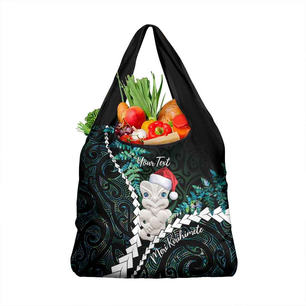 New Zealand Personalised Grocery Bag Meri Kirihimete Kowhaiwhai Mix Paua Shell - Emerald LT7 1-pack One Size Green - Polynesian Pride