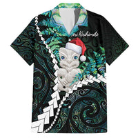 New Zealand Personalised Hawaiian Shirt Meri Kirihimete Kowhaiwhai Mix Paua Shell - Emerald LT7 Green - Polynesian Pride