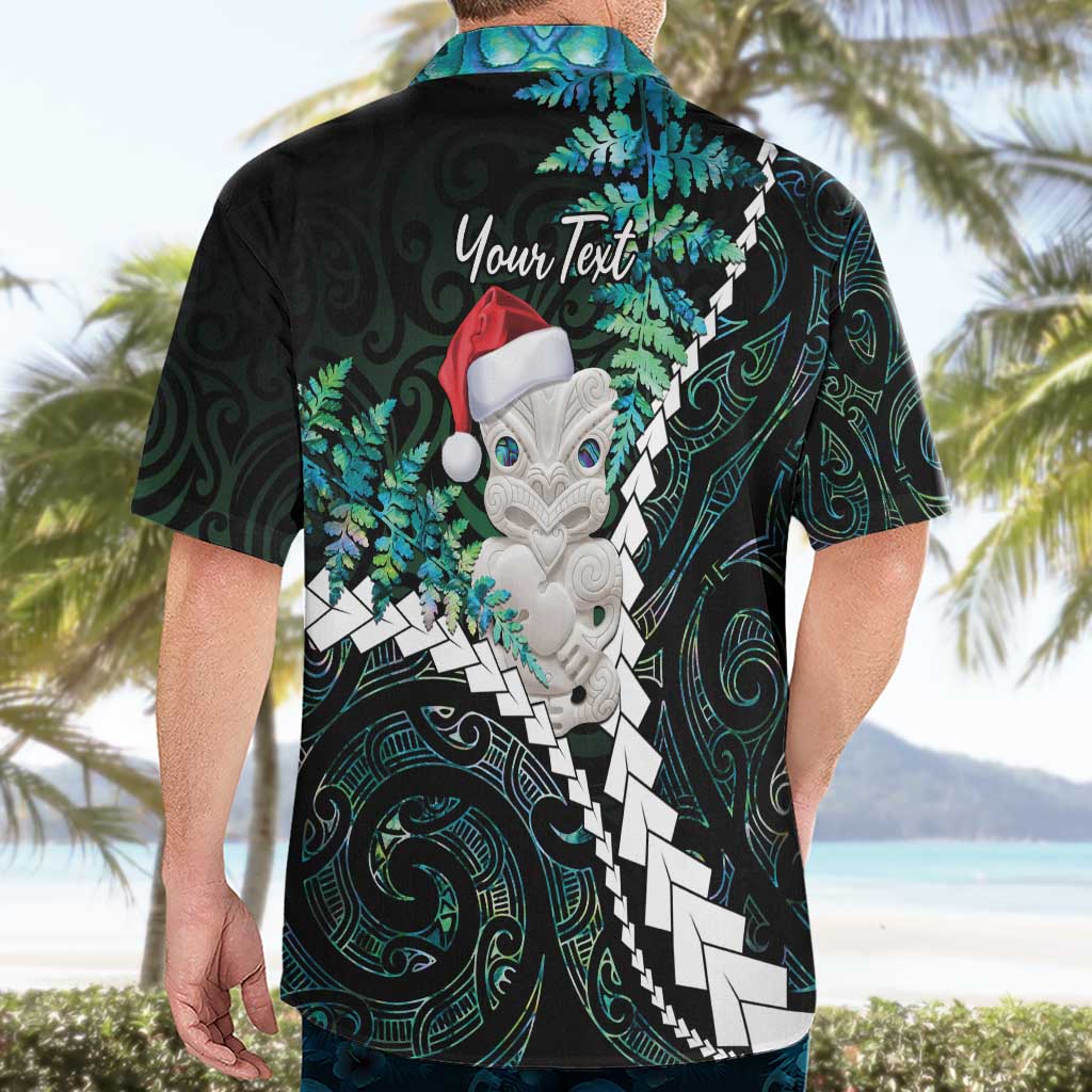 New Zealand Personalised Hawaiian Shirt Meri Kirihimete Kowhaiwhai Mix Paua Shell - Emerald LT7 - Polynesian Pride