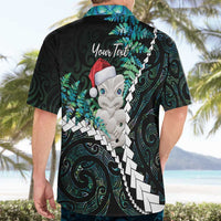 New Zealand Personalised Hawaiian Shirt Meri Kirihimete Kowhaiwhai Mix Paua Shell - Emerald LT7 - Polynesian Pride