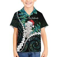 New Zealand Personalised Hawaiian Shirt Meri Kirihimete Kowhaiwhai Mix Paua Shell - Emerald LT7 - Polynesian Pride