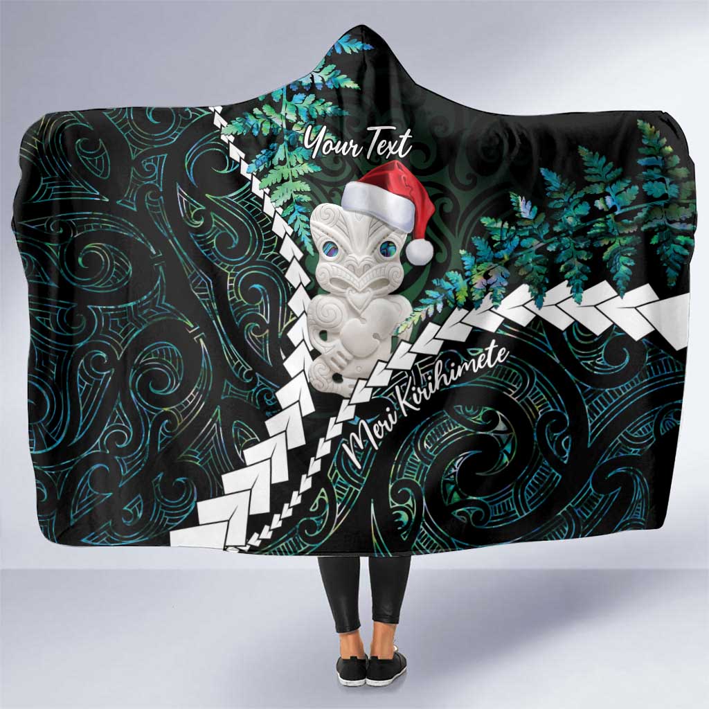 New Zealand Personalised Hooded Blanket Meri Kirihimete Kowhaiwhai Mix Paua Shell - Emerald LT7 One Size Green - Polynesian Pride
