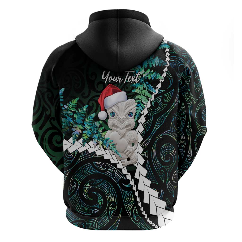New Zealand Personalised Hoodie Meri Kirihimete Kowhaiwhai Mix Paua Shell - Emerald LT7 - Polynesian Pride