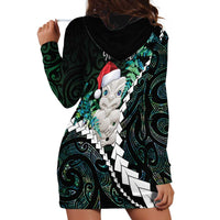 New Zealand Personalised Hoodie Dress Meri Kirihimete Kowhaiwhai Mix Paua Shell - Emerald LT7 - Polynesian Pride