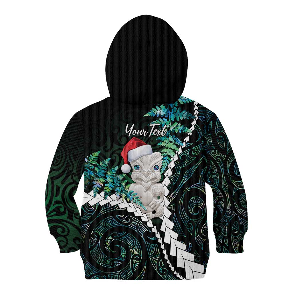 New Zealand Personalised Kid Hoodie Meri Kirihimete Kowhaiwhai Mix Paua Shell - Emerald LT7 - Polynesian Pride
