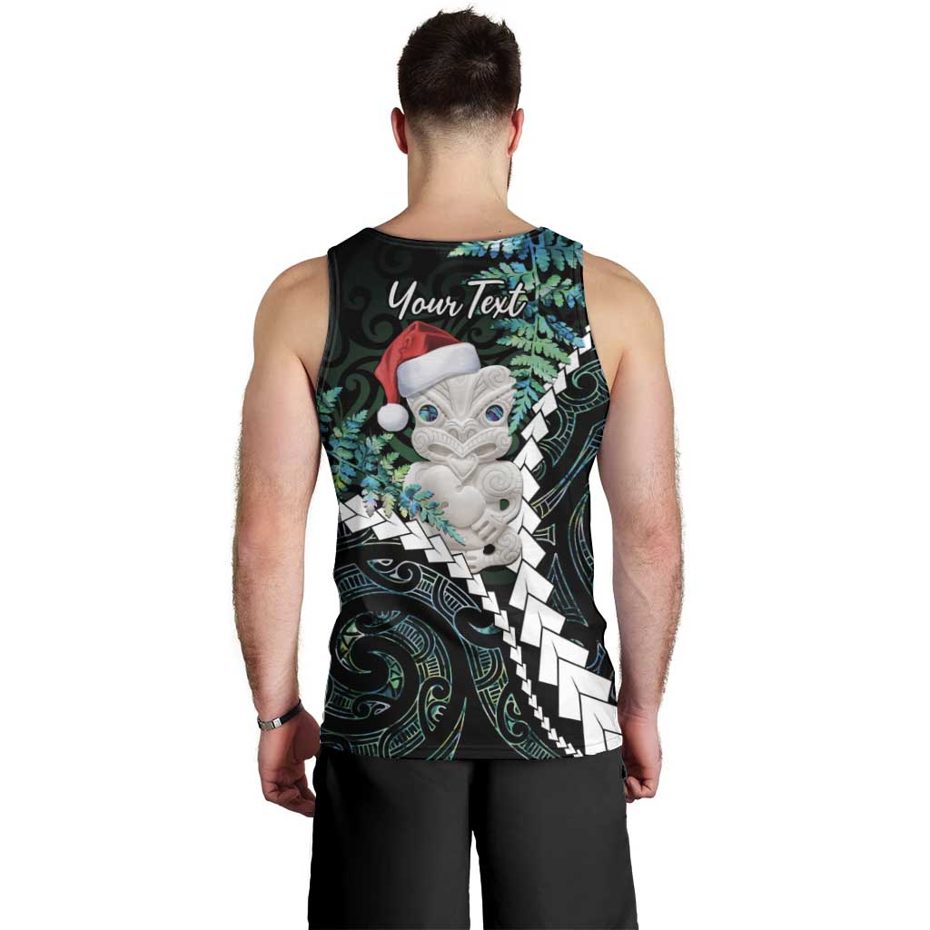 New Zealand Personalised Men Tank Top Meri Kirihimete Kowhaiwhai Mix Paua Shell - Emerald LT7 - Polynesian Pride