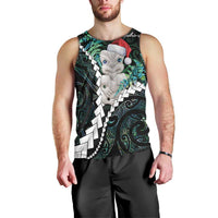 New Zealand Personalised Men Tank Top Meri Kirihimete Kowhaiwhai Mix Paua Shell - Emerald LT7 - Polynesian Pride