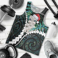 New Zealand Personalised Men Tank Top Meri Kirihimete Kowhaiwhai Mix Paua Shell - Emerald LT7 - Polynesian Pride