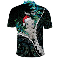 New Zealand Personalised Polo Shirt Meri Kirihimete Kowhaiwhai Mix Paua Shell - Emerald LT7 - Polynesian Pride