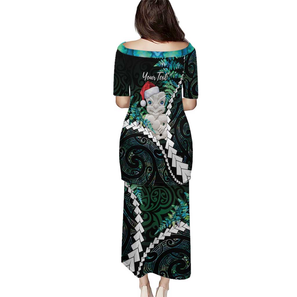 New Zealand Personalised Puletasi Meri Kirihimete Kowhaiwhai Mix Paua Shell - Emerald LT7 - Polynesian Pride