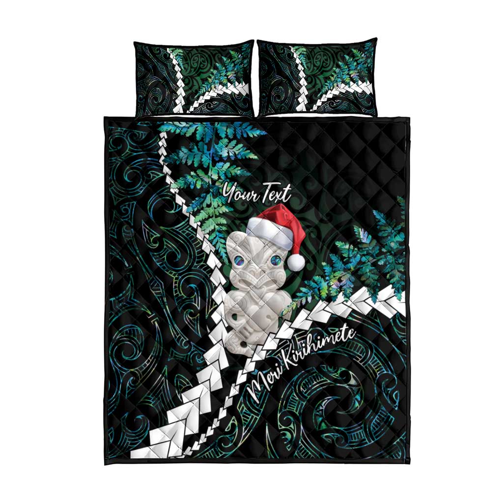 New Zealand Personalised Quilt Bed Set Meri Kirihimete Kowhaiwhai Mix Paua Shell - Emerald LT7 - Polynesian Pride