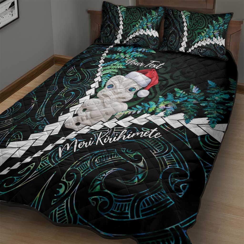 New Zealand Personalised Quilt Bed Set Meri Kirihimete Kowhaiwhai Mix Paua Shell - Emerald LT7 - Polynesian Pride