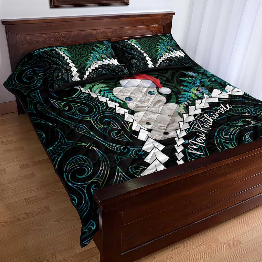 New Zealand Personalised Quilt Bed Set Meri Kirihimete Kowhaiwhai Mix Paua Shell - Emerald LT7 - Polynesian Pride