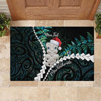 New Zealand Personalised Rubber Doormat Meri Kirihimete Kowhaiwhai Mix Paua Shell - Emerald LT7 Green - Polynesian Pride
