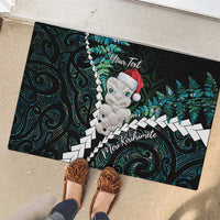 New Zealand Personalised Rubber Doormat Meri Kirihimete Kowhaiwhai Mix Paua Shell - Emerald LT7 - Polynesian Pride