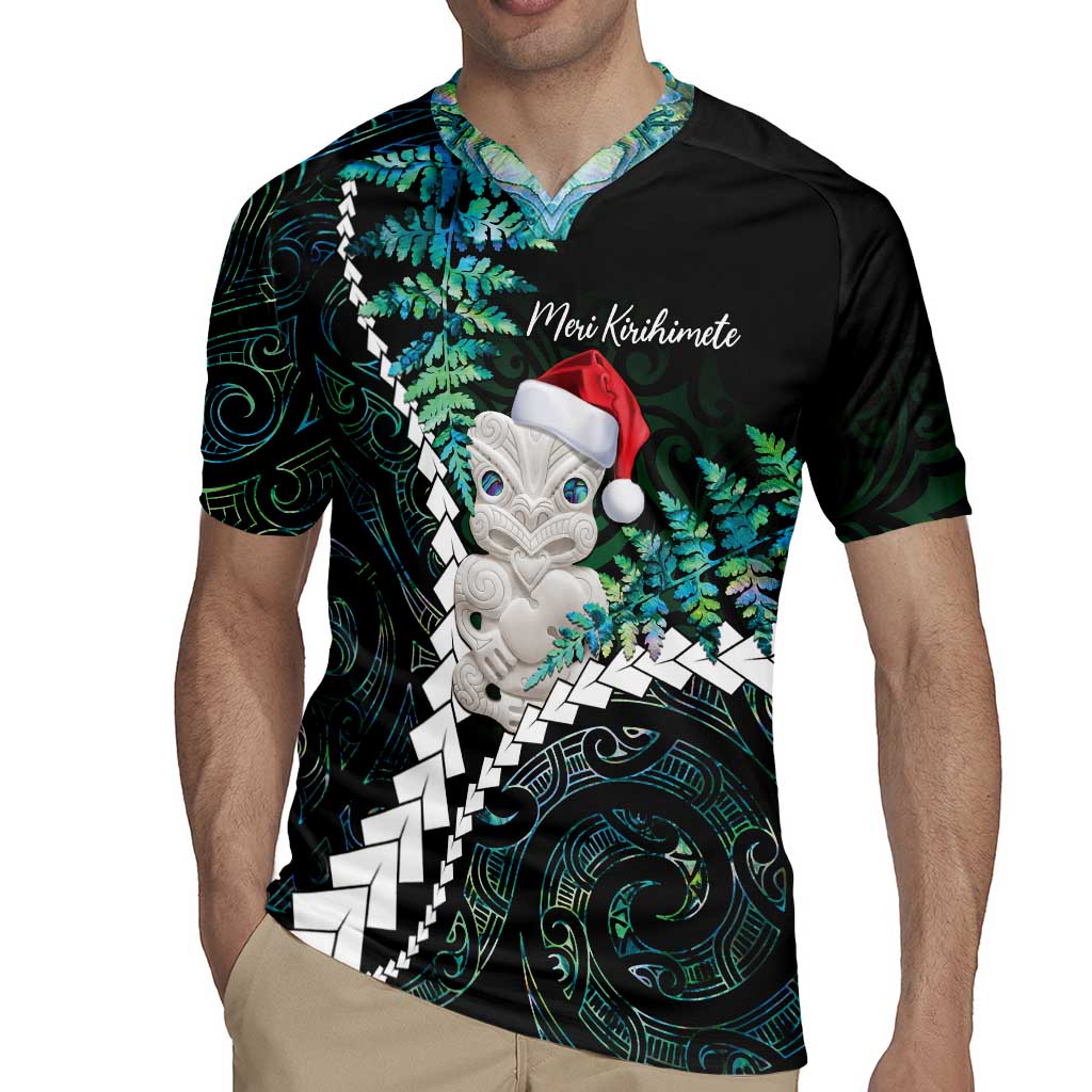 New Zealand Personalised Rugby Jersey Meri Kirihimete Kowhaiwhai Mix Paua Shell - Emerald LT7 - Polynesian Pride