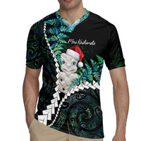New Zealand Personalised Rugby Jersey Meri Kirihimete Kowhaiwhai Mix Paua Shell - Emerald LT7 - Polynesian Pride