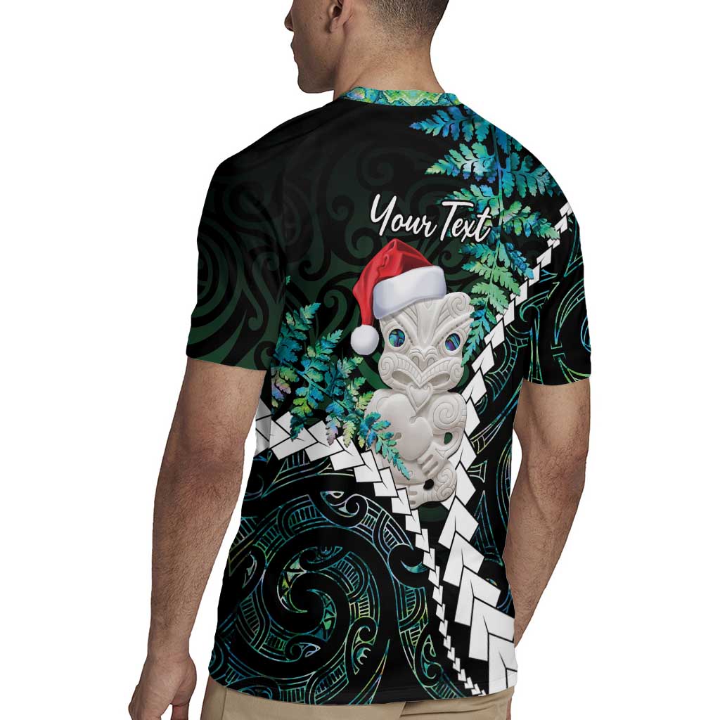 New Zealand Personalised Rugby Jersey Meri Kirihimete Kowhaiwhai Mix Paua Shell - Emerald LT7 - Polynesian Pride