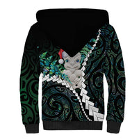 New Zealand Personalised Sherpa Hoodie Meri Kirihimete Kowhaiwhai Mix Paua Shell - Emerald LT7 - Polynesian Pride