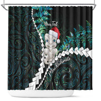 New Zealand Personalised Shower Curtain Meri Kirihimete Kowhaiwhai Mix Paua Shell - Emerald LT7 Green - Polynesian Pride