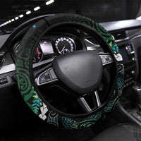 New Zealand Steering Wheel Cover Meri Kirihimete Kowhaiwhai Mix Paua Shell - Emerald LT7 Universal Fit Green - Polynesian Pride