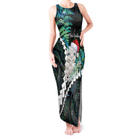 New Zealand Personalised Tank Maxi Dress Meri Kirihimete Kowhaiwhai Mix Paua Shell - Emerald LT7 Women Green - Polynesian Pride