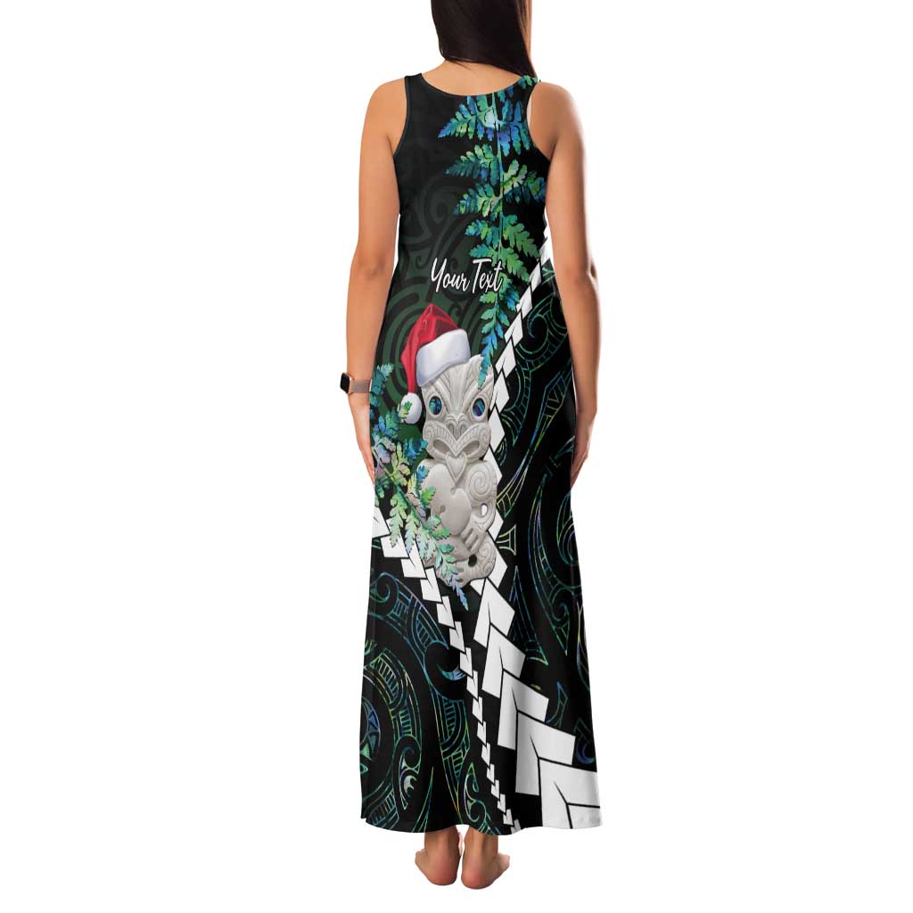 New Zealand Personalised Tank Maxi Dress Meri Kirihimete Kowhaiwhai Mix Paua Shell - Emerald LT7 - Polynesian Pride