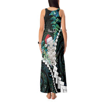 New Zealand Personalised Tank Maxi Dress Meri Kirihimete Kowhaiwhai Mix Paua Shell - Emerald LT7 - Polynesian Pride