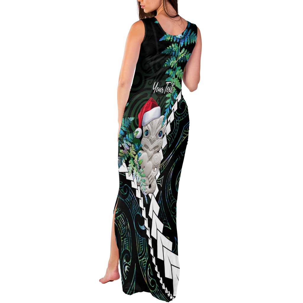 New Zealand Personalised Tank Maxi Dress Meri Kirihimete Kowhaiwhai Mix Paua Shell - Emerald LT7 - Polynesian Pride